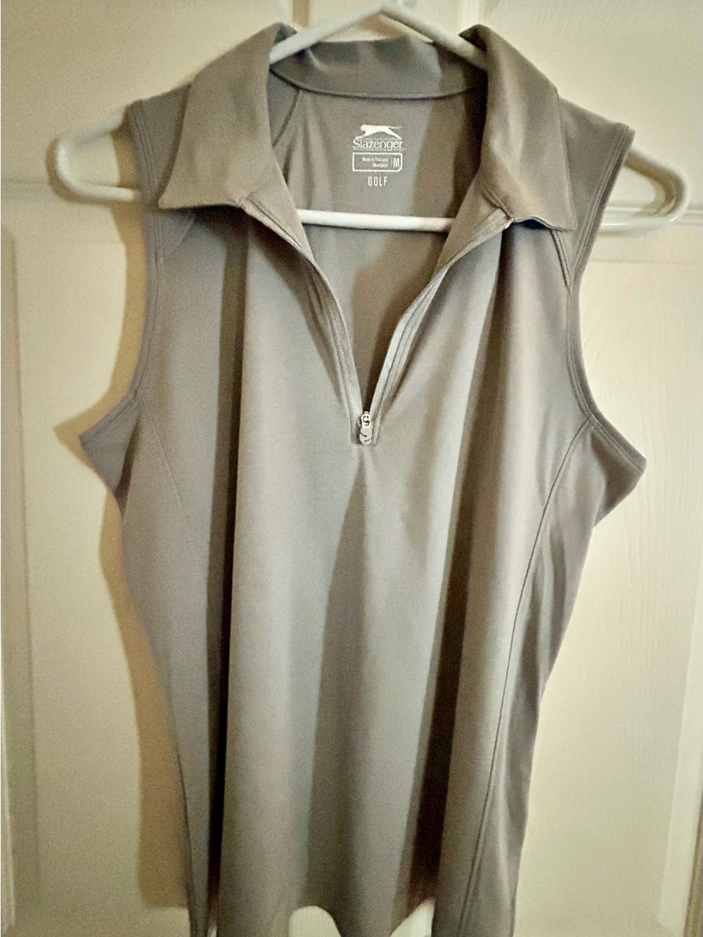Slazenger Women's Sleeveless Zip Golf Tank in Light Gray